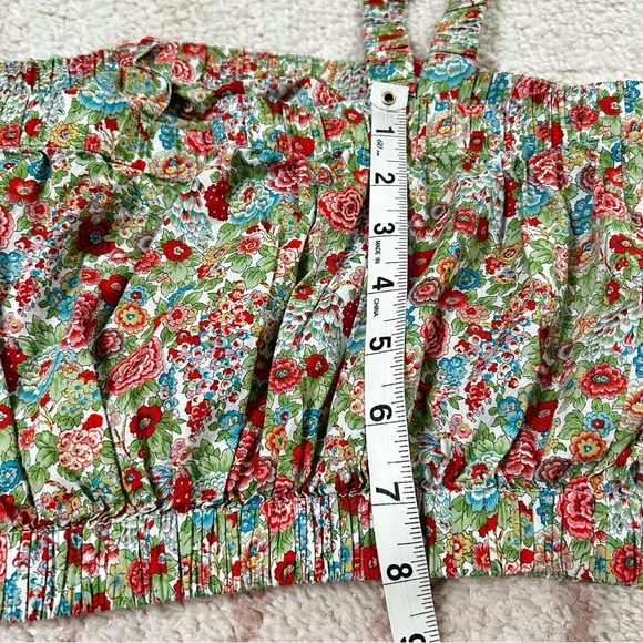 Roller Rabbit Multicolor Floral Crop Tank Top 70's Style Summer Size Medium Boho - Picture 9 of 9